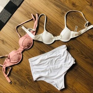 👙white & pink bikini set size large